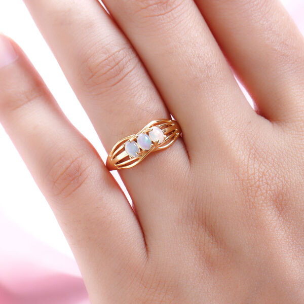 Nat&uuml;rlicher, &auml;thiopischer Welo Opal Ring, 925 Silber vergoldet (Gr&ouml;&szlig;e 16.00) ca. 0.36 ct image number 3