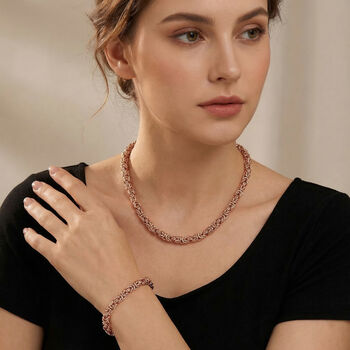 Byzantin 50cm Halskette und 19cm Armband in Ros&eacute;goldton