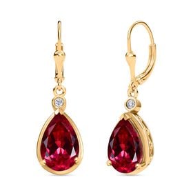Royal Drops - D joy Synthetischer Padparadscha-Saphir, Moissanit Ohrringe 925 Silber 750 Gelbgold Vermeil ca. 8,20 ct.