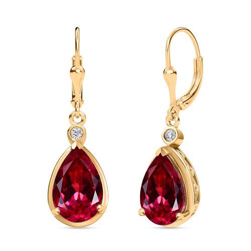 D’joy Synthetischer Padparadscha-Saphir, Moissanit Ohrringe 925 Silber 750 Gelbgold Vermeil ca. 8,20 ct. image number 0