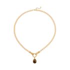 Gelbes Tigerauge, Champagner Muschelperle Halskette ca. 60 cm Std Gelb