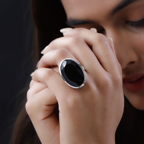 Schwarzer Spinell und Zirkon-Ring - 61,39 ct. image number 3