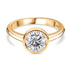 Moissanit Ring, 925 Silber 750 Gelbgold Vermeil (Größe 20.00) ca. 1.19 ct