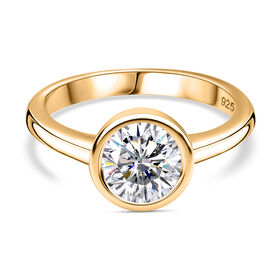 Moissanit Ring, 925 Silber 750 Gelbgold Vermeil - 1,19 ct.