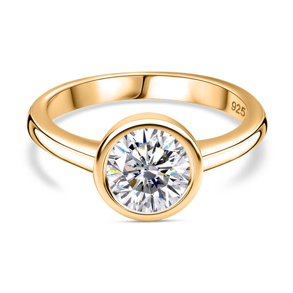 Moissanit Ring, 925 Silber 750 Gelbgold Vermeil - 1,19 ct.