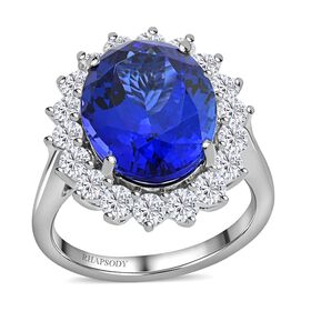 RHAPSODY zertifiziert und geprüft AAAA Tansanit und VS-EF Diamant Ring in 950 Platin - 11,25 ct.
