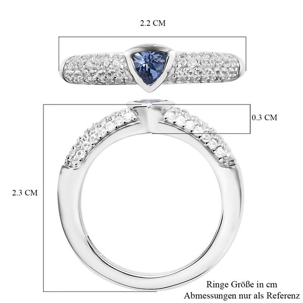 Tansanit und Zirkon Ring 925 Silber platiniert  ca. 0,78 ct image number 7