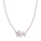 Keshi Perle (12x9 mm), Weiße Süßwasser Perle (7-8mm) Halskette ca. 50 cm 925 Silber vergoldet