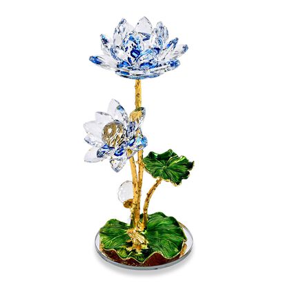 Kristall Lotus Bl&uuml;te, 18 x 7,5 cm, Blau