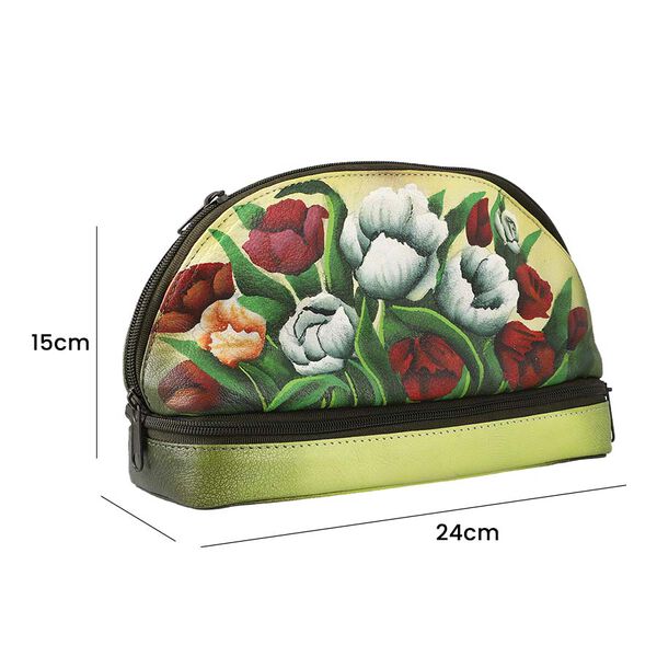 SUKRITI - 100% Leder: handbemalter Beauty Organizer, Grün image number 10