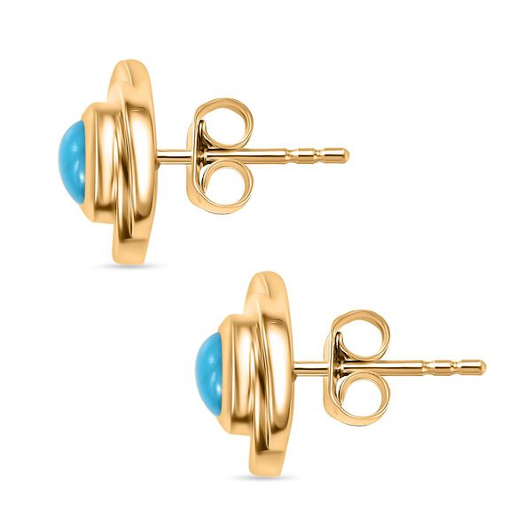 Sleeping Beauty Türkis Ohrringe, 925 Silber vergoldet - 1,07 ct. image number 5