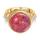 AA Thulit, Weißer Zirkon Ring, 925 Silber 750 Gelbgold Vermeil (Größe 21.00) ca. 10.83 ct