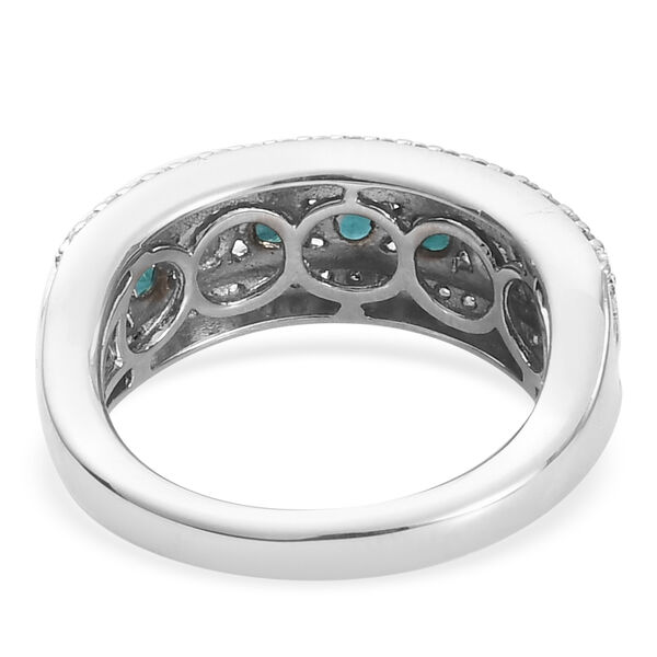 Blaugrüner Grandidierit und Zirkon Ring 925 Silber Platin-Überzug image number 3