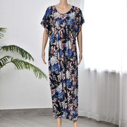 Kurz&auml;rmeliges, tailliertes Maxikleid, Gr&ouml;&szlig;e: 27x132cm, dunkelblau 
Kurz&auml;rmeliges, tailliertes Maxikleid, Gr&ouml;&szlig;e: 27x132cm, dunkelblau