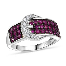 Montepuez-Rubin Ring 925 Silber rhodiniert (Größe 17.00) ca. 1,26 ct