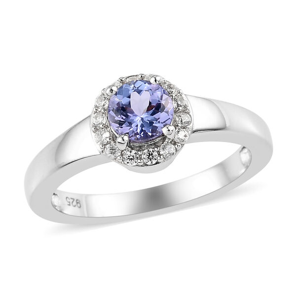 Tansanit und Zirkon Ring 925 Silber platiniert  ca. 0,80 ct image number 4