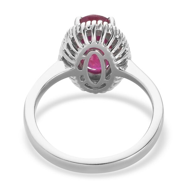 Afrikanischer Rubin und Diamant Halo Ring 925 Silber Platin-&Uuml;berzug image number 6