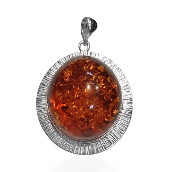 Natürlicher baltischer Bernstein Anhänger, 925 Silber image number 0