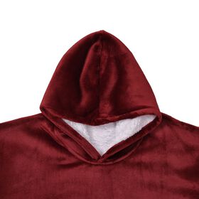 Zweilagiger Kapuzenpullover, Sherpa und Flanell, Burgundy