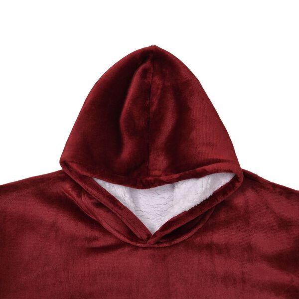 Zweilagiger Kapuzenpullover, Sherpa und Flanell, Burgundy image number 4
