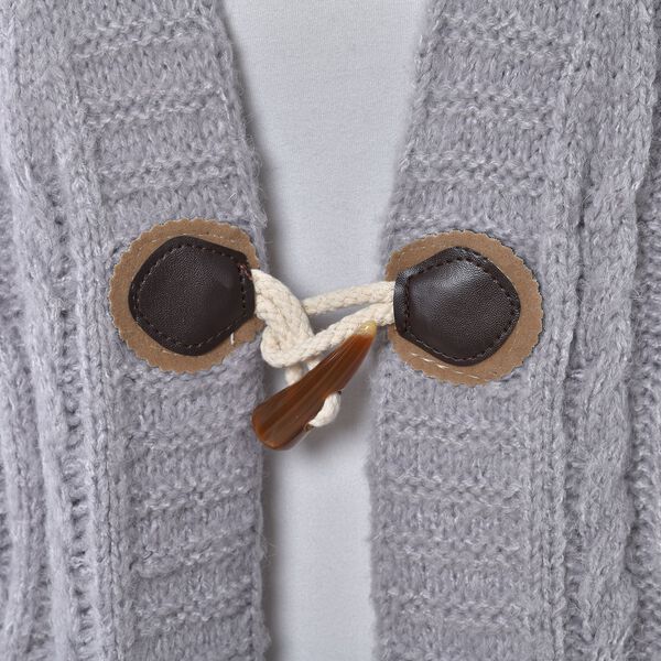 Lange Strickjacke mit Schlaufe, Grau image number 8