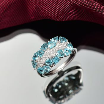 D'Joy AA Betroka blauer Apatit und Moissanit Ring - 2,80 ct.