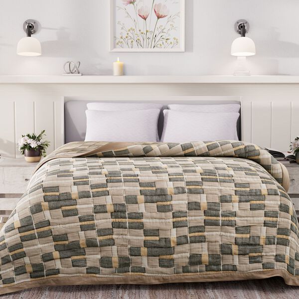 Luxus Jacquard Decke, fein gemustert, 2200 g Poly Füllung, 200 x 230 cm, Grau image number 2