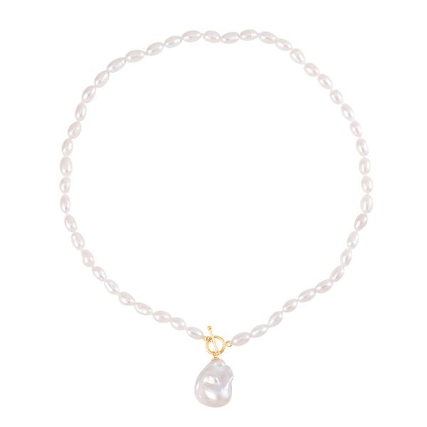 Wei&szlig;e Barockperle und wei&szlig;e S&uuml;&szlig;wasserperle 50cm Halskette - 184 ct. image number 0