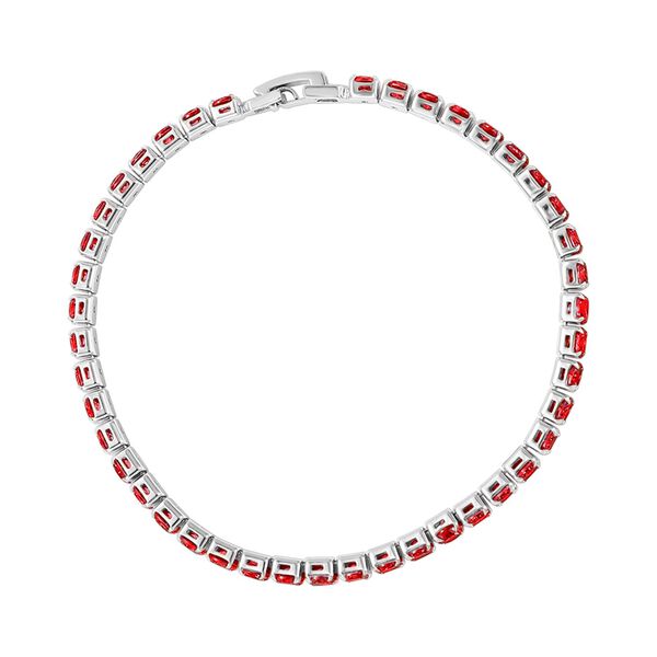 4er Set, Granat Zirkonia Armband, Anh&auml;nger mit Kette und Ohrringen, Messing ca. 17,60 ct image number 5