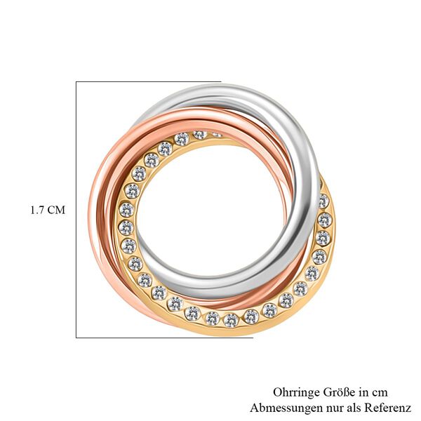 Weißer Kristall Ohrringe Reiner Edelstahl Tricolor image number 5