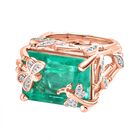 GP Trionfo Kollektion - Smaragd-Triplette-Quarz, Weißer Zirkon Ring, 925 Silber Roségold Vermeil (Größe 20.00) ca. 18.80 ct