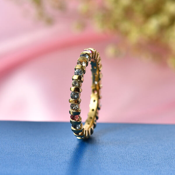 D'Joy Mehrfarbig Saphir Ring 925 Silber 750 Gelbgold vermeil (Gr&ouml;&szlig;e 19.00) ca. 1,08 ct image number 1