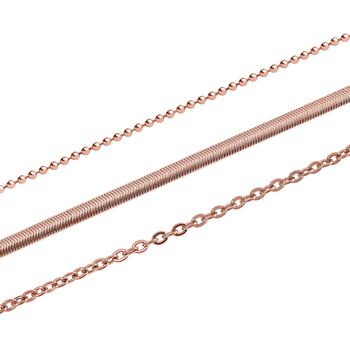 3er-Set - Kugelkette 40 cm, Gliederkette 45 cm und Ankerkette 55 cm, Ros&eacute;goldton