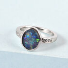 Boulder Opal Triplett und weißer Zirkon-Ring, 925 Silber platiniert  ca. 1,86 ct image number 1