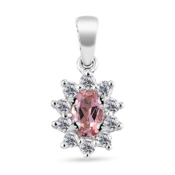 Rosa Turmalin und wei&szlig;er Zirkon-Anh&auml;nger, 925 Silber platiniert ca. 0,96 ct