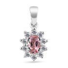 Rosa Turmalin und weißer Zirkon-Anhänger, 925 Silber platiniert ca. 0,96 ct