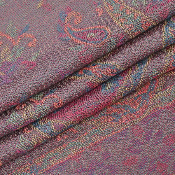 Jacquard Paisley-Schal mit Fransen, 170cm x 75cm, Modena-Blau image number 8