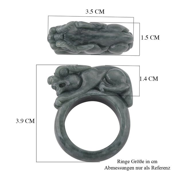 Natürlicher Olmek Jadeit Pixiu Ring - 90 ct. image number 4