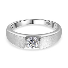Moissanit Ring, 925 Silber rhodiniert (Größe 17.00) ca. 0.45 ct