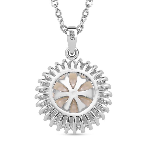 Weiße Süßwasser Perle und Zirkonia Anhänger mit 50cm Kette image number 3