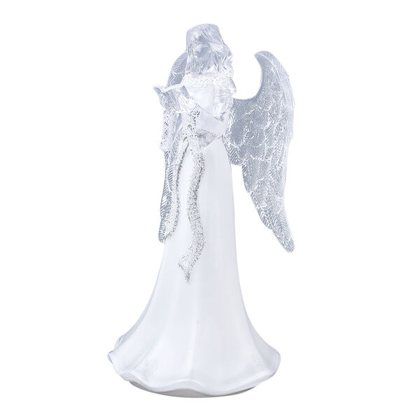 Schutzengel mit Buch und warmer LED Beleuchtung, 3xAA Batterie (nicht inkl.) Gr&ouml;&szlig;e 16x18x39 cm, Wei&szlig; image number 3