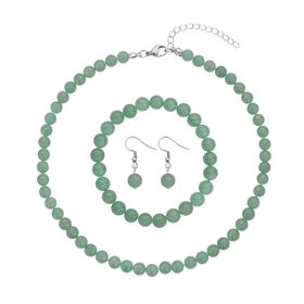 3er-Set - grünes Aventurin-Schmuckset - 	323,50 ct.