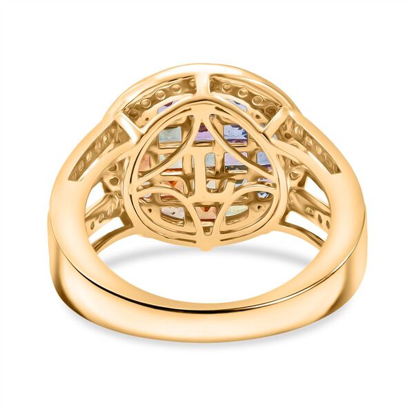 LUXURIANT AAA mehrfarbiger Saphir und Labor Diamant Ring in 585 Gold - 4,71 ct. image number 5