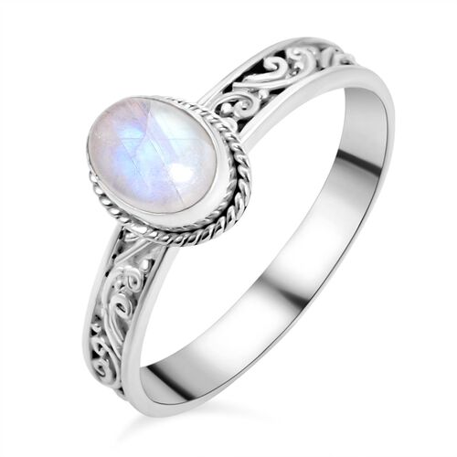 Royal Bali - Regenbogen Mondstein Ring, 925 Silber (Größe 17.00) ca. 1,40 ct image number 0