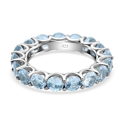 Himmelblauer Topas Ring 925 Silber platiniert (Größe 19.00) ca. 6,02 ct