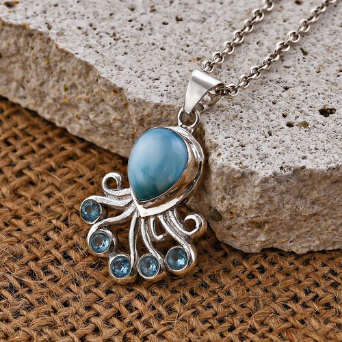 Royal Bali Kollektion - Larimar Oktopus Anhänger, 5.51 Ct. image number 1