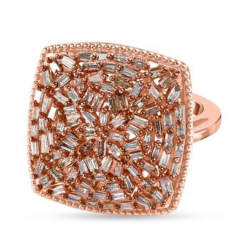 Nat&uuml;rlicher Champagner Diamant-Ring, 925 Silber Ros&eacute;gold Vermeil (Gr&ouml;&szlig;e 19.00) ca. 1,00 ct