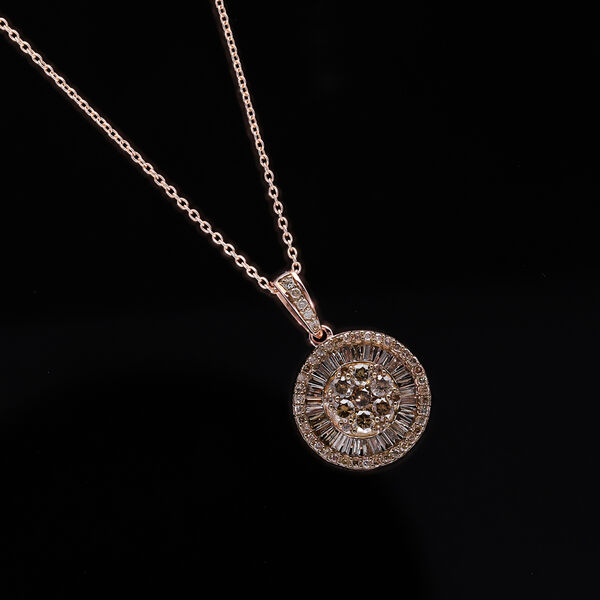 Nat&uuml;rlicher Champagner-Diamant-Anh&auml;nger mit Kette, 50 cm - 1 ct. image number 2