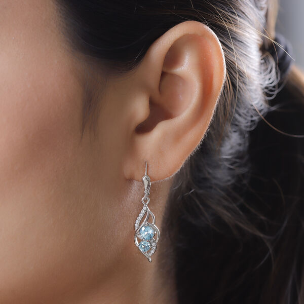 Kambodschanische, blaue Zirkon-Ohrringe, 925 Silber platiniert ca. 2,73 ct image number 3