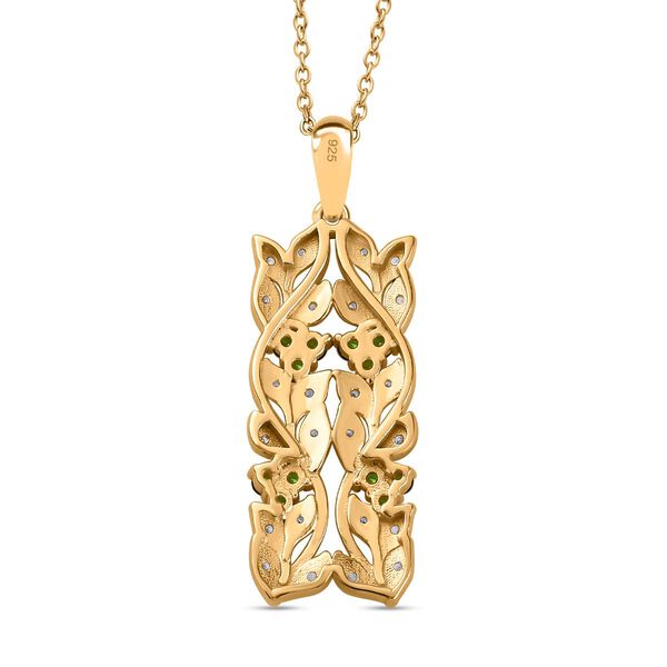 ALLORO AA Nat&uuml;rlicher Chromdiopsid und Zirkon-Anh&auml;nger mit 45cm Kette - 0,88 ct. image number 5